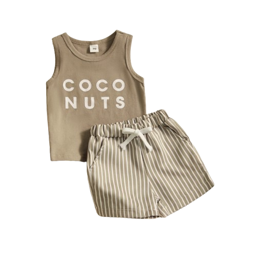 The Ivan - Baby Boy Sleeveless Letter Print Tops + Shorts