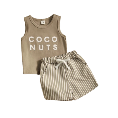 The Ivan - Baby Boy Sleeveless Letter Print Tops + Shorts