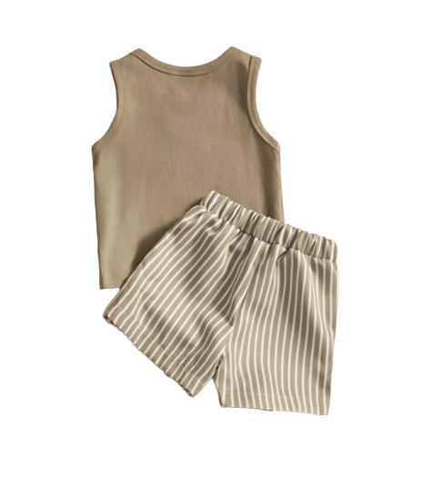 The Ivan - Baby Boy Sleeveless Letter Print Tops + Shorts