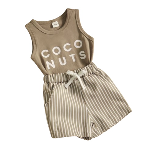 The Ivan - Baby Boy Sleeveless Letter Print Tops + Shorts