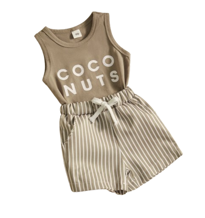 The Ivan - Baby Boy Sleeveless Letter Print Tops + Shorts