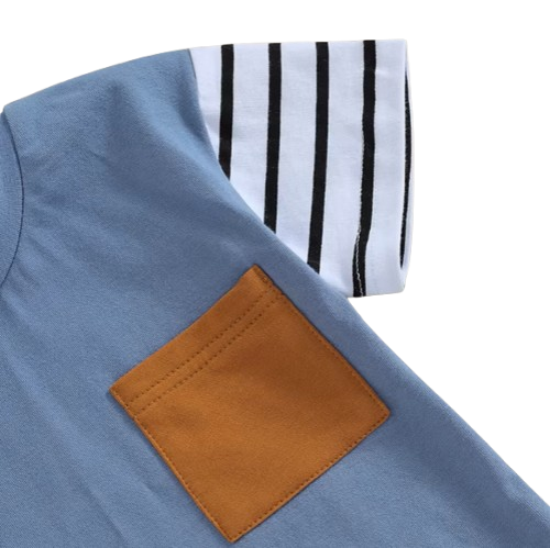 The Jahmir - Baby Boy Short Sleeve Crew Neck Pocket T-shirt with Striped Shorts