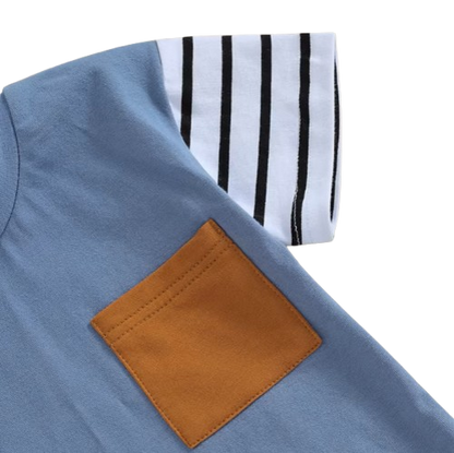 The Jahmir - Baby Boy Short Sleeve Crew Neck Pocket T-shirt with Striped Shorts