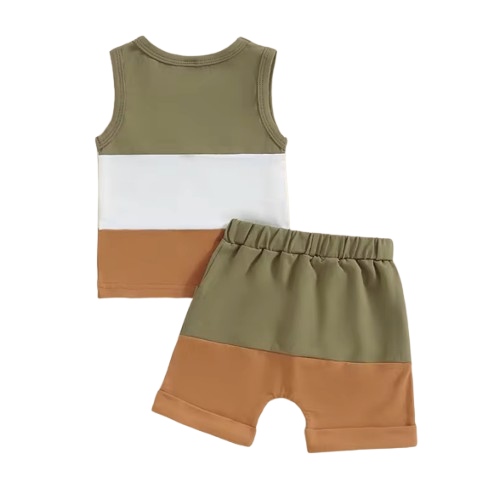 The Jameson - Baby Boy Sleeveless Contrast Color Pocket Tank Tops And Shorts