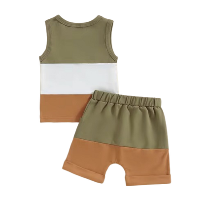 The Jameson - Baby Boy Sleeveless Contrast Color Pocket Tank Tops And Shorts