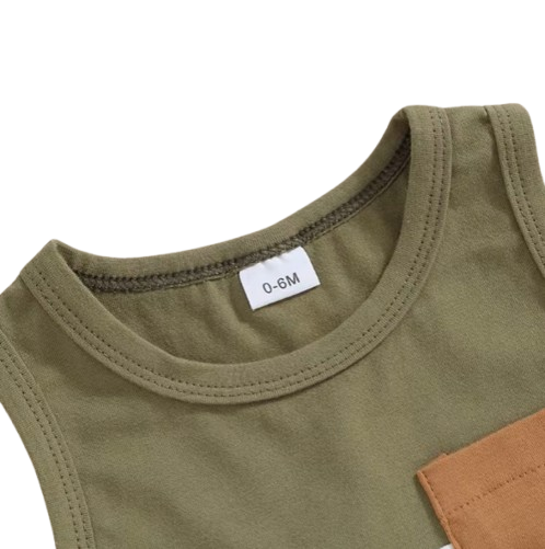 The Jameson - Baby Boy Sleeveless Contrast Color Pocket Tank Tops And Shorts