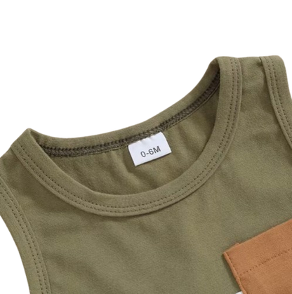 The Jameson - Baby Boy Sleeveless Contrast Color Pocket Tank Tops And Shorts