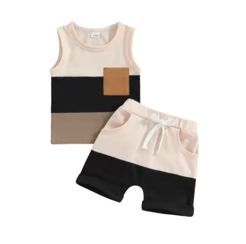 The Jameson - Baby Boy Sleeveless Contrast Color Pocket Tank Tops And Shorts