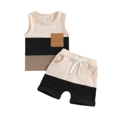 The Jameson - Baby Boy Sleeveless Contrast Color Pocket Tank Tops And Shorts