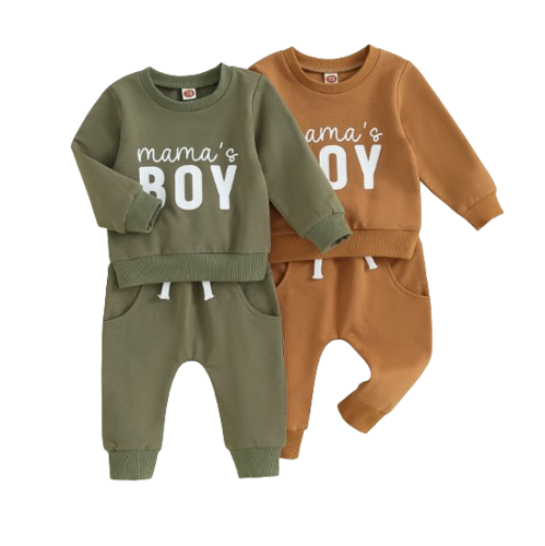 The Jason - Baby Boy Mama's Boy Letter Print Tops + Pants