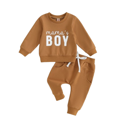 The Jason - Baby Boy Mama's Boy Letter Print Tops + Pants