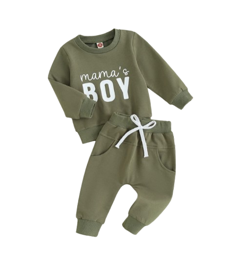 The Jason - Baby Boy Mama's Boy Letter Print Tops + Pants