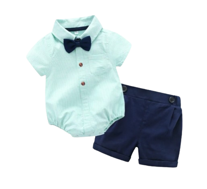 The Jaxon - Baby Boy Gentlemen Cotton Romper Top + Short