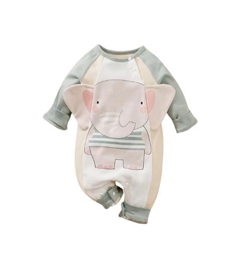 The Jayce - Baby Unisex Cartoon Printed Elephant Romper