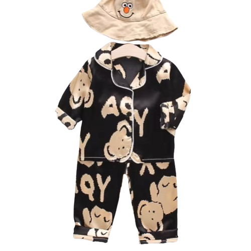 The Jodie - Baby Unisex Cute Print Pajamas Set - Bear & Letters Print