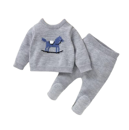 The Joel - Baby Boy Horse Knitted Full Sleeves Sweaters Jumpers + Pants