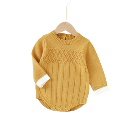 The Josiah - Baby Unisex Yellow Knitted Onesie