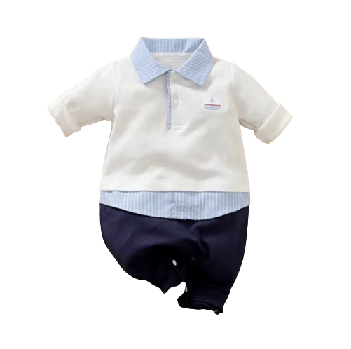 The Juan - Baby Boy Cute Solid Gentleman Casual Long Sleeve Bodysuit